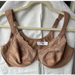 Glamorise 1245 Wonder Wire Bra 44D Front Closure Cappuccino